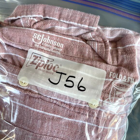 American Eagle Men's Pink & White Striped Short‎ Sleeve Button-Down Shirt Size L - Picture 8 of 8